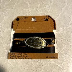 Leather bracelet wrap she leaves a sparkle where ever she goes 22" snap closure
